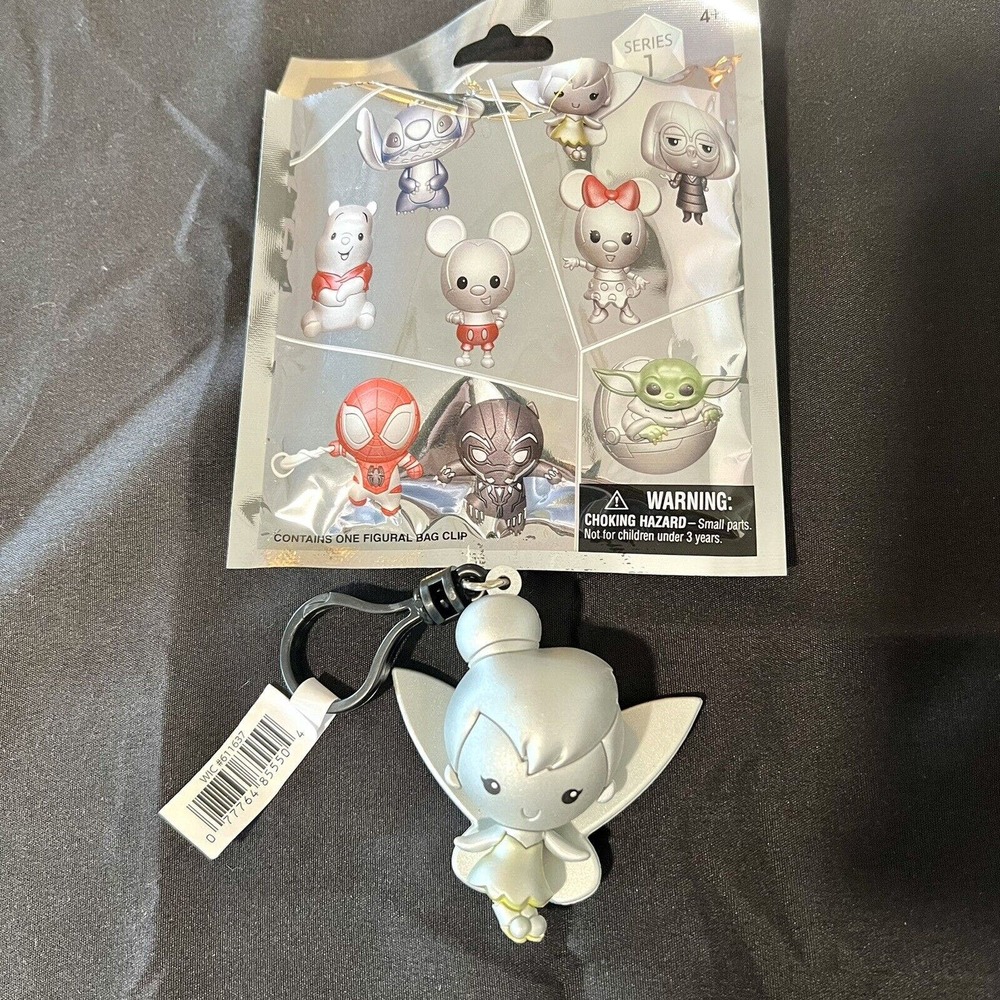 Disney 100 Platinum NEW * Silver Tinker Bell Clip * Blind Bag Monogram Keychain